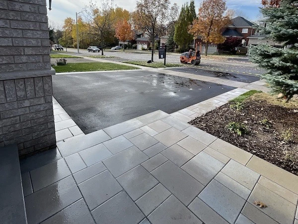 Driveway change/resurface of asphalt and expanded with interlock in Markham, Ontario
