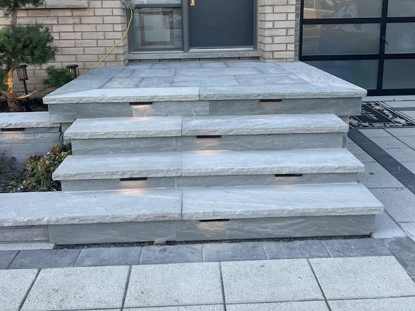 Flagstone steps on front porch in Markham, Ontario