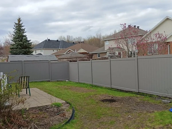 PVC fence in backyard in Milton, Ontario
