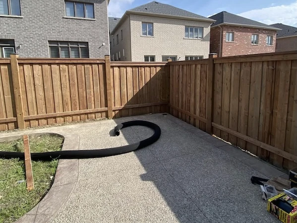 Wood fence in backyard in Mississauga, Ontario